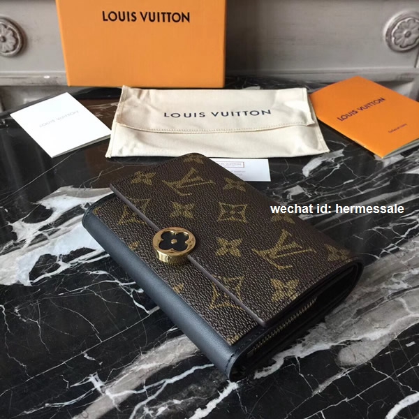Louis Vuitton M64587 Flore Compact Wallet Monogram Canvas Noir