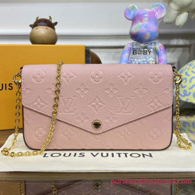 M67856 Louis Vuitton Félicie Pochette Monogram Empreinte Leather  (Rose Poudre)