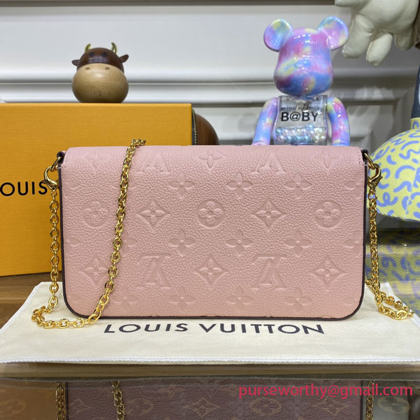 M67856 Louis Vuitton Félicie Pochette Monogram Empreinte Leather (Rose ...