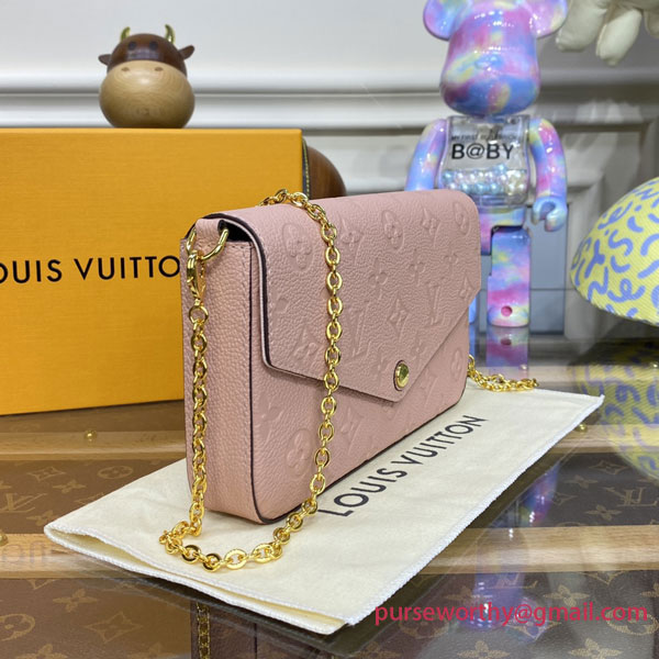 M67856 Louis Vuitton Félicie Pochette Monogram Empreinte Leather (Rose ...