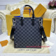 N45276 Sac Plat Cross Damier Graphite Canvas