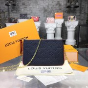 Louis Vuitton M63916 POCHETTE DOUBLE ZIP Monogram Empreinte Leather Marine Rouge
