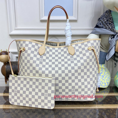 N41360 Neverfull GM Damier Azur Canvas (Beige)