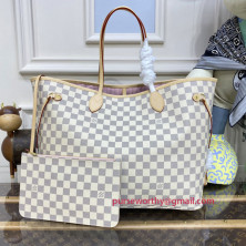 N41604 Neverfull GM Damier Azur Canvas (Rose Ballerine)