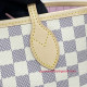 N41605 Neverfull MM Damier Azur Canvas (Rose Ballerine)