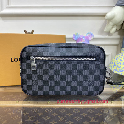 N41664 Kasai Clutch Damier Graphite Canvas