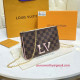 N60254 Double Zip Pochette Damier Ebene Canvas