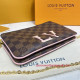 N60254 Double Zip Pochette Damier Ebene Canvas