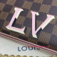 N60254 Double Zip Pochette Damier Ebene Canvas