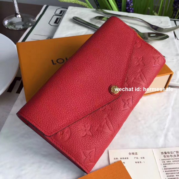 Louis Vuitton M61181 Sarah Wallet Monogram Empreinte Leather Cherry