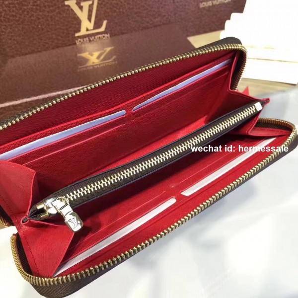 Louis Vuitton N60534 Clémence Wallet Damier Ebene Canvas Cherry
