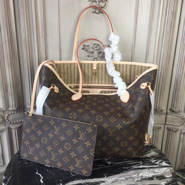 Louis Vuitton M40995 Neverfull MM Monogram Canvas Beige