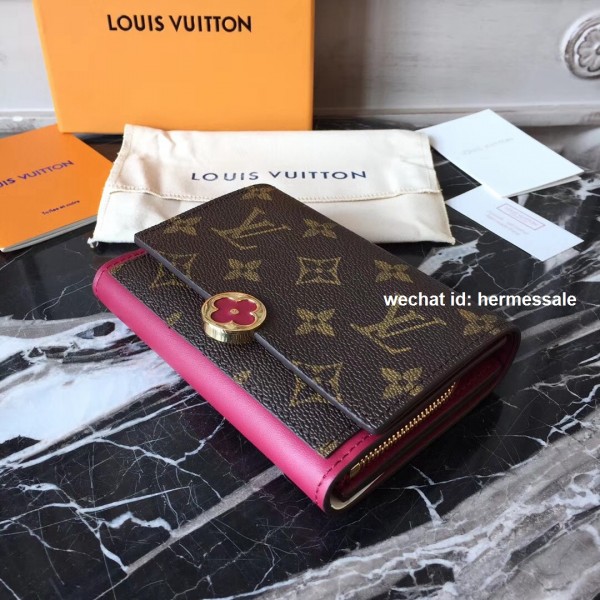 Louis Vuitton M64588 Flore Compact Wallet Monogram Canvas Fuchsia