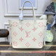 M21579 Neverfull MM Bicolor Monogram Empreinte Leather (Creme / Rose Trianon)