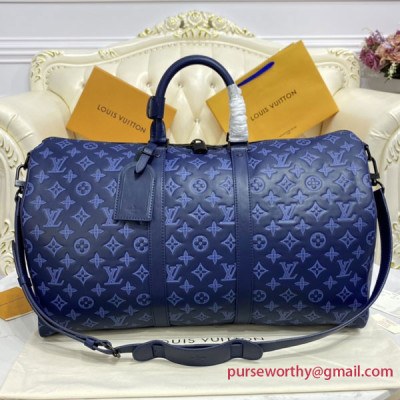 M45731 Keepall Bandoulière 50 Monogram Shadow Leather (Navy)