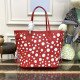 M46422 LV x YK Neverfull MM Monogram Empreinte Leather (Rouge Blanc)