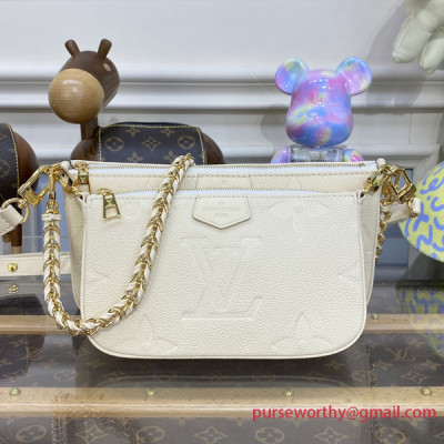 M46568 Multi Pochette Accessoires Monogram Empreinte Leather (Cream)