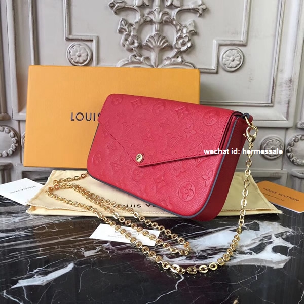 Louis Vuitton M64065 Luxury Monogram Leather Pochette Felicie Bag Cerise