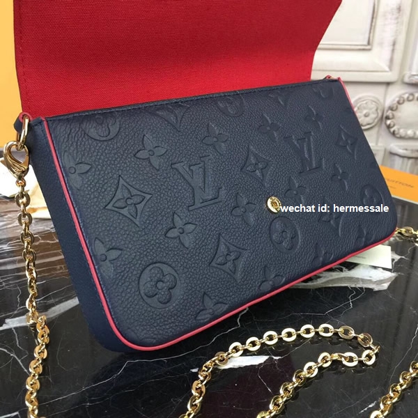 Louis Vuitton M64099 Luxury Monogram Leather Pochette Felicie Bag Marine Rouge