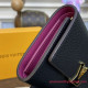 M62157 Capucines Compact Wallet Taurillon Leather (Black / Pink)