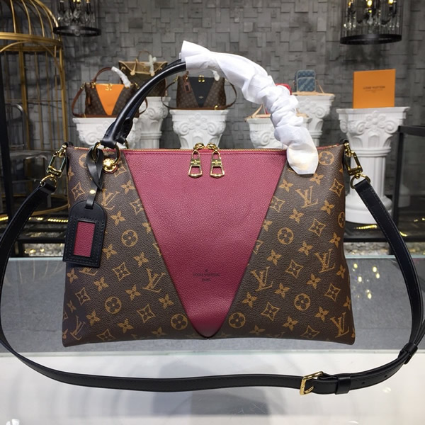 Louis Vuitton M43949 V Tote MM Monogram Canvas -Bordeaux