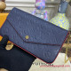 M64099 Félicie Pochette Monogram Empreinte Leather (Navy / Red)